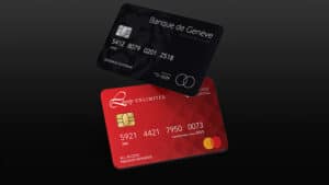 Credit cards with magnetic strip and chip for magic tricks.