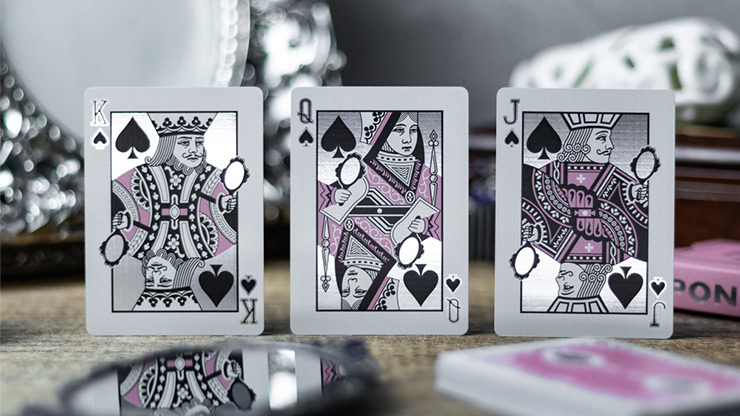 Reflections Ponder (Pink) playing cards by Emily Sleights, showcasing artistic card magic and illusi.