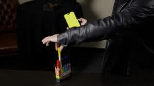 Magic color matching trick with a vibrant color stick display.