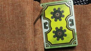 Up of Ronin (Club Clan Edition Green) playing cards showcasing intricate floral designs.