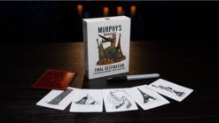 Close-up of Final Destination magic trick by Murphy's Magic with cards and props.