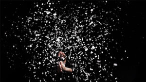 Snowstorm magic trick with falling confetti for stunning illusions.