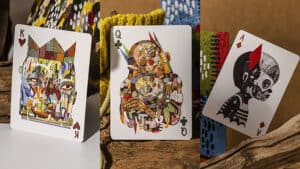 Reen Barrera Muscle Land playing cards featuring vibrant, artistic designs for magic tricks and card.