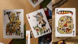 High-quality playing cards featuring artistic muscle land characters and vibrant designs. Perfect fo.