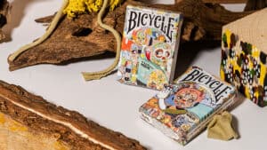 High-quality Bicycle Reen Barrera playing cards featuring vibrant, artistic designs for magic tricks.