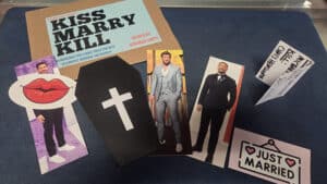 Kiss Marry Kill magic trick with cards and props for entertaining illusions.