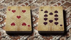 Close-up of Red Mosaic Playing Cards from 