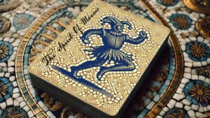Blue mosaic-style playing card featuring a mystical figure, part of The Spirit of The Mosaic series.