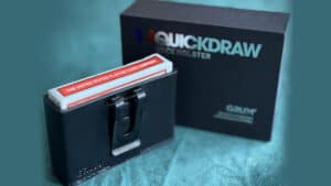 The QuickDraw Pro card holster by GRUM® for easy access and secure storage.