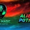 Alien Magic alien potion with colorful test tube and cosmic background.
