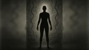 Silhouette of a person with mystical energy patterns for Tenung magic.