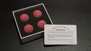 Bright pink crochet balls for magic tricks and illusions. Perfect for magicians and illusionists to.