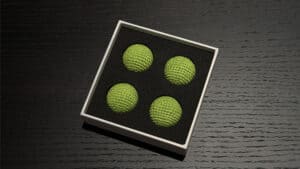 Bright grass green crochet balls for magic tricks and illusions. Perfect for close-up magic performa.
