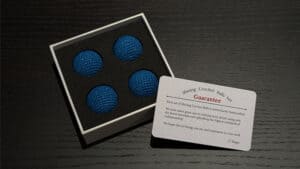 Royal Blue crochet balls for magic tricks and illusions.