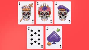 Beautiful Day of the Dead themed playing cards featuring skull designs and vibrant colors. Perfect f.