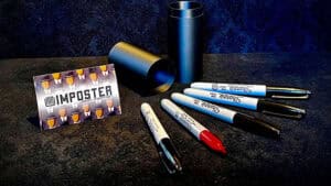 Sharpie markers and container for the Sharpie Imposter magic trick.