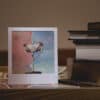 Artistic Polaroid of a flamingo with a heart-shaped head, part of the "Memory" series.