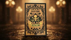 Elegant Grand Tesoro playing cards with gold and black design for magic tricks.