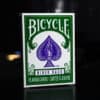 Green Bicycle Rider Back playing cards for magic tricks and card illusions.