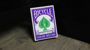 Purple Bicycle Rider Back playing cards for magic tricks and card illusions.