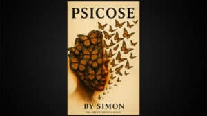 Psychose eBook cover with butterflies, magic tricks, and mentalism by Saymon.