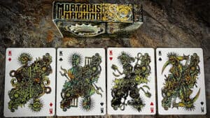 High-quality Mortalis Machina Cobalt playing cards with intricate steampunk design. Perfect for magi.