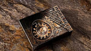 Mortalis Machina Iron Standard Edition playing cards with steampunk design.