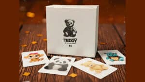 Teddy plush toy with playing cards from Michel Huot & Gentlemen's Magic.
