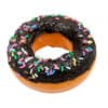 Chocolate donut with colorful sprinkles, perfect for magic tricks and illusions.