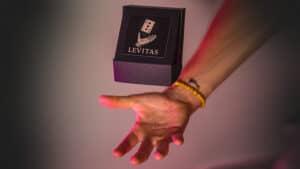 Levitas magic trick box with floating card by Jack Nobile and Piero Puddu.