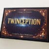 Magic trick card titled Twinception by Marco Markiewicz in blue design.