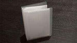 Clear packet trick organizer for magic tricks and card storage.