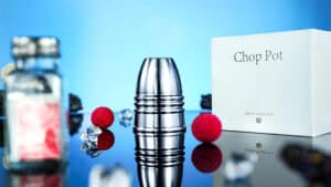 Wayne Fox's Chop Pot magic trick with a silver cup and red balls.
