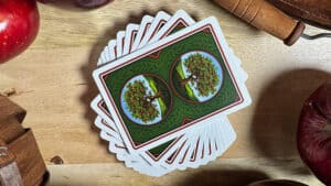 Deck of cards featuring Johnny Appleseed theme for magic tricks and illusions.