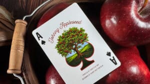 Johnny Appleseed themed playing card from Midnight Cards deck.
