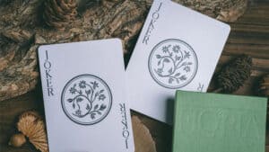 Close-up of Floria MegaJam playing cards featuring floral design by Ong & Bacon Magic.