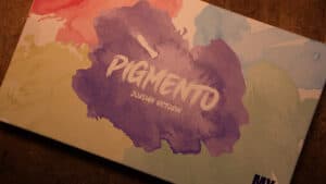 Artistic pigment palette titled Pigmento by Jordan Victoria for creative magic tricks.