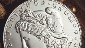 Detailed image of a Bacon Jumbo Coin (Morgan) showcasing a magic coin illusion.