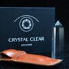 Crystal clear magic trick with a glass crystal and box for illusions.
