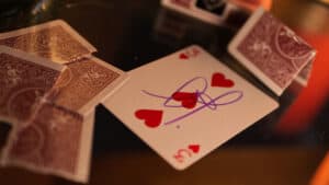 Quality Bicycle Metallic Ruby playing cards for magic tricks and cardistry. Perfect for magicians an.