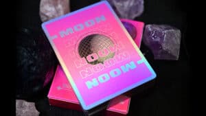 Pink holographic Moon playing cards for magic tricks and card illusions.