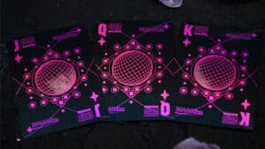 Moon (Black Holo) Playing Cards with glowing geometric design and holographic effects. Perfect for m.