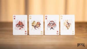 Bicycle mascot playing cards featuring fish and aquatic designs for magic tricks and card illusions.