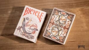 Bicycle mascot playing cards featuring a fish design for magic tricks and card illusions.