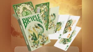 Bicycle mascot playing cards featuring a white marsh-themed mascot and colorful illustrations for ma.