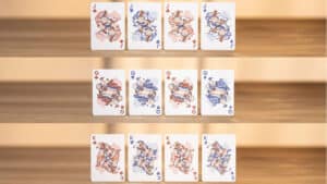 Set of Bicycle mascot playing cards with tiger and rose illustrations for magic tricks.