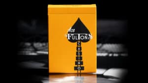 Ace Fulton's Casino playing cards in a yellow box, perfect for magic tricks and card illusions.