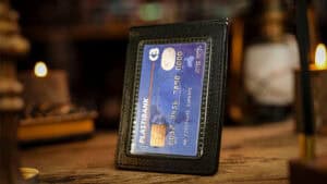 Close-up of Phantom Wallet by TCC Magic with microfiber material for magic tricks.