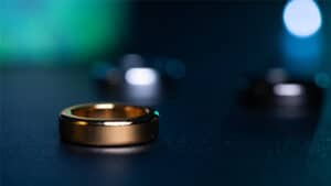 Close-up of a gold ring used in a magical illusion by Carisa Hendrix.