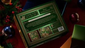 Detailed image of the Elf Jigsaw Puzzle box showcasing intricate design and festive theme.